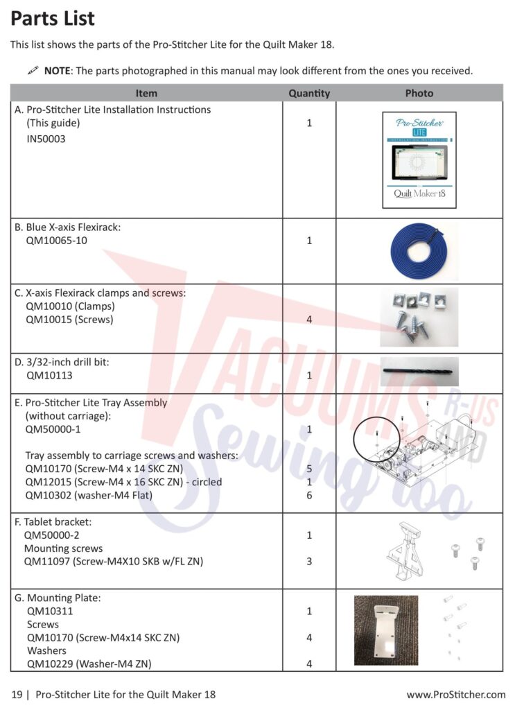 Janome Prostitcher lite 18 exploded schematic diagram (page 11)
