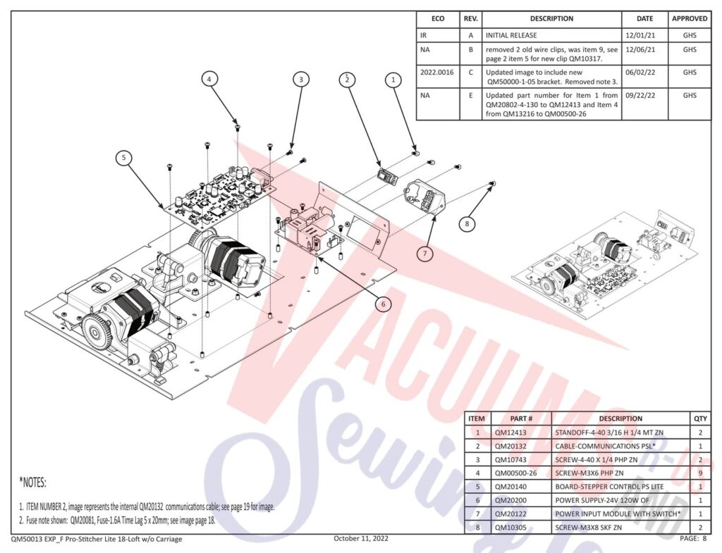 Janome Prostitcher lite 18 exploded schematic diagram (page 20)