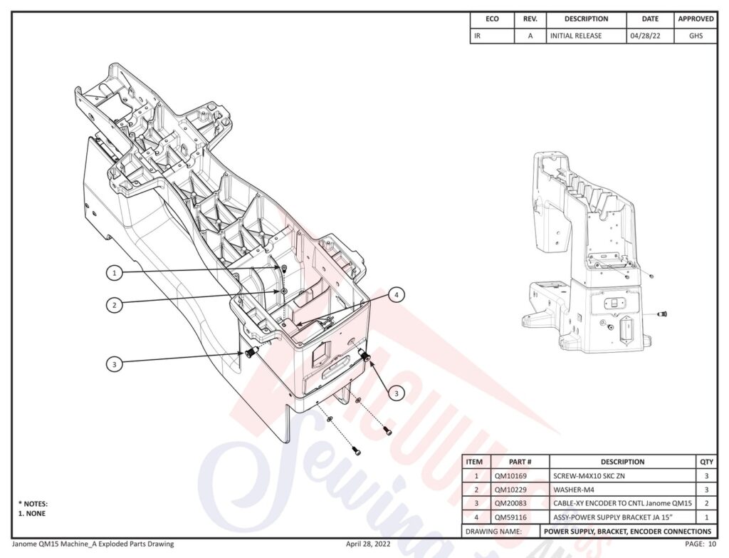 Janome QM15 exploded schematic diagram (page 2)
