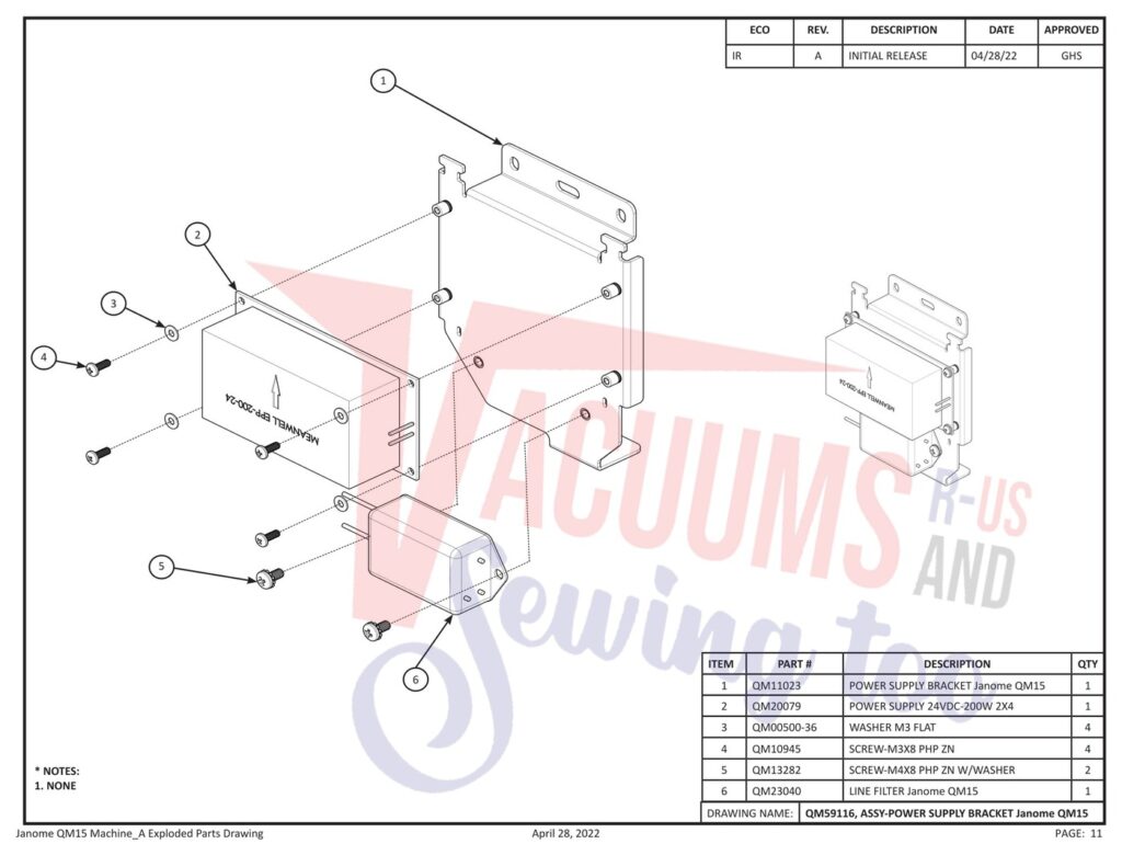 Janome QM15 exploded schematic diagram (page 3)
