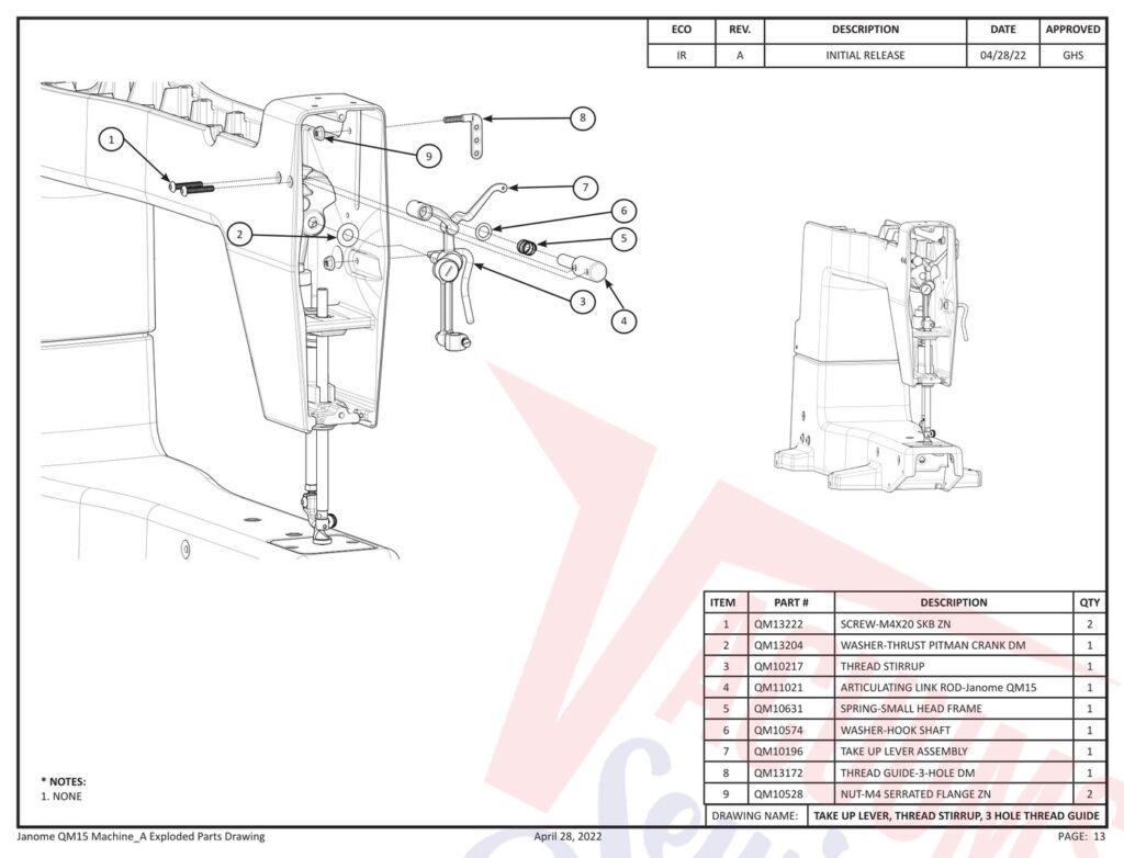 Janome QM15 exploded schematic diagram (page 5)