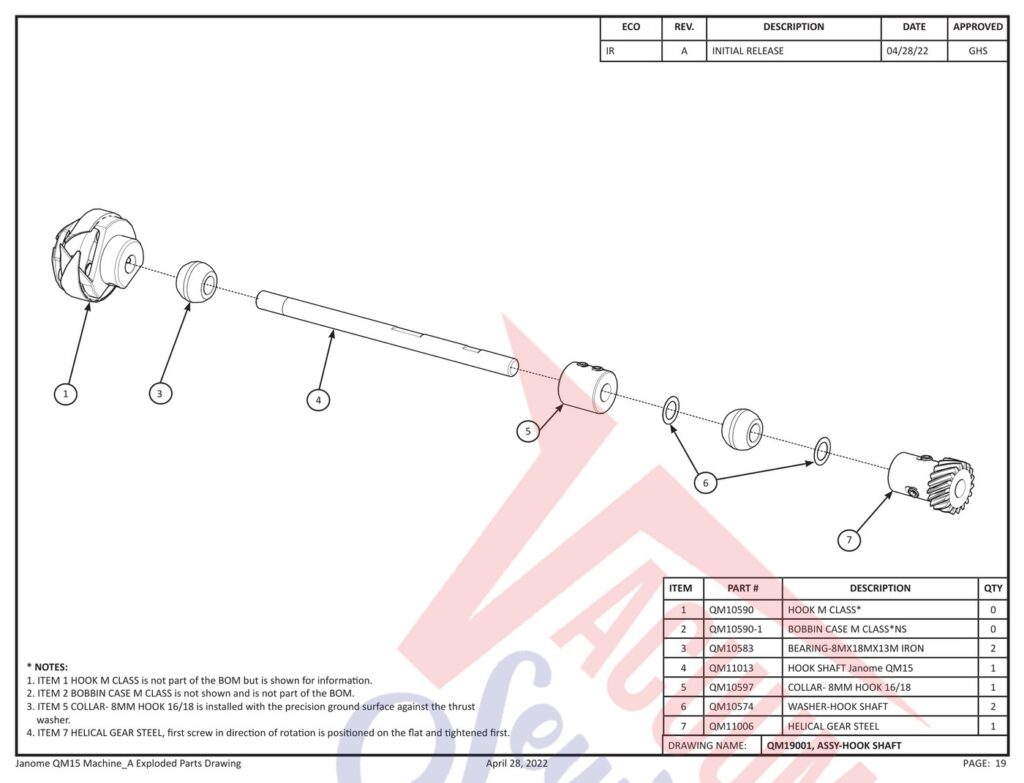 Janome QM15 exploded schematic diagram (page 11)