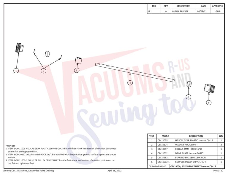 Janome QM15 schematic page 13 preview