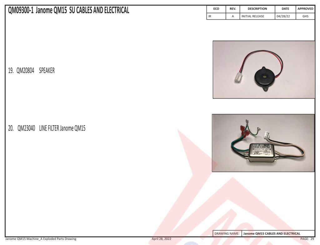 Janome QM15 exploded schematic diagram (page 22)