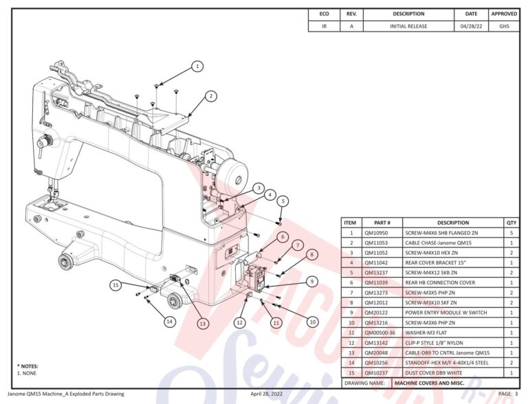 Janome QM15 schematic page 23 preview