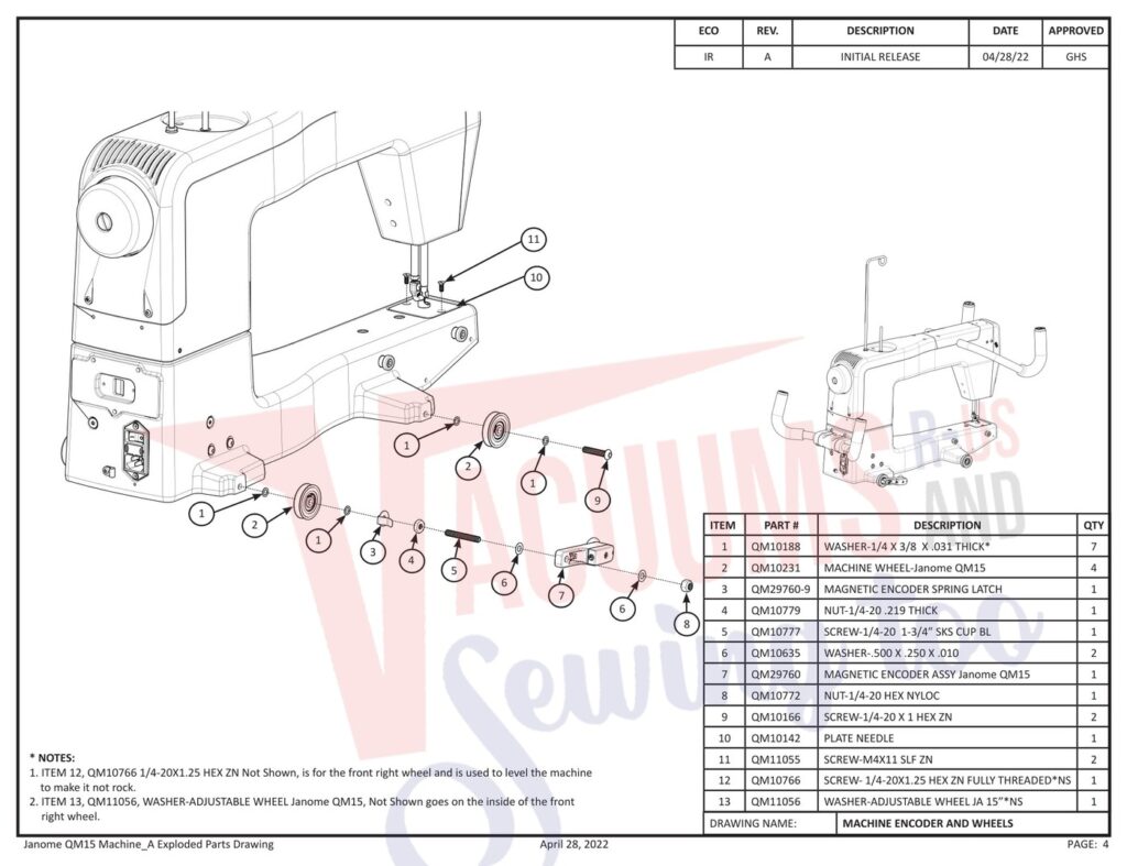 Janome QM15 exploded schematic diagram (page 24)