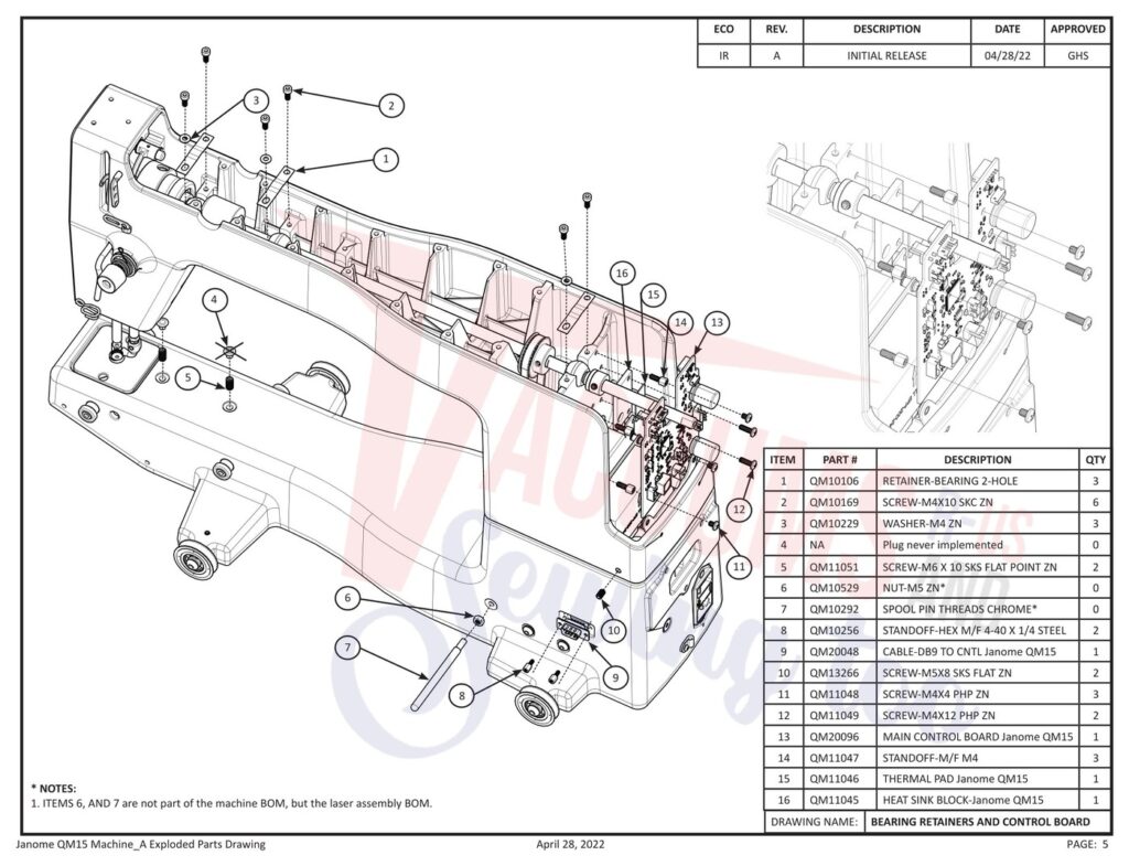 Janome QM15 exploded schematic diagram (page 25)
