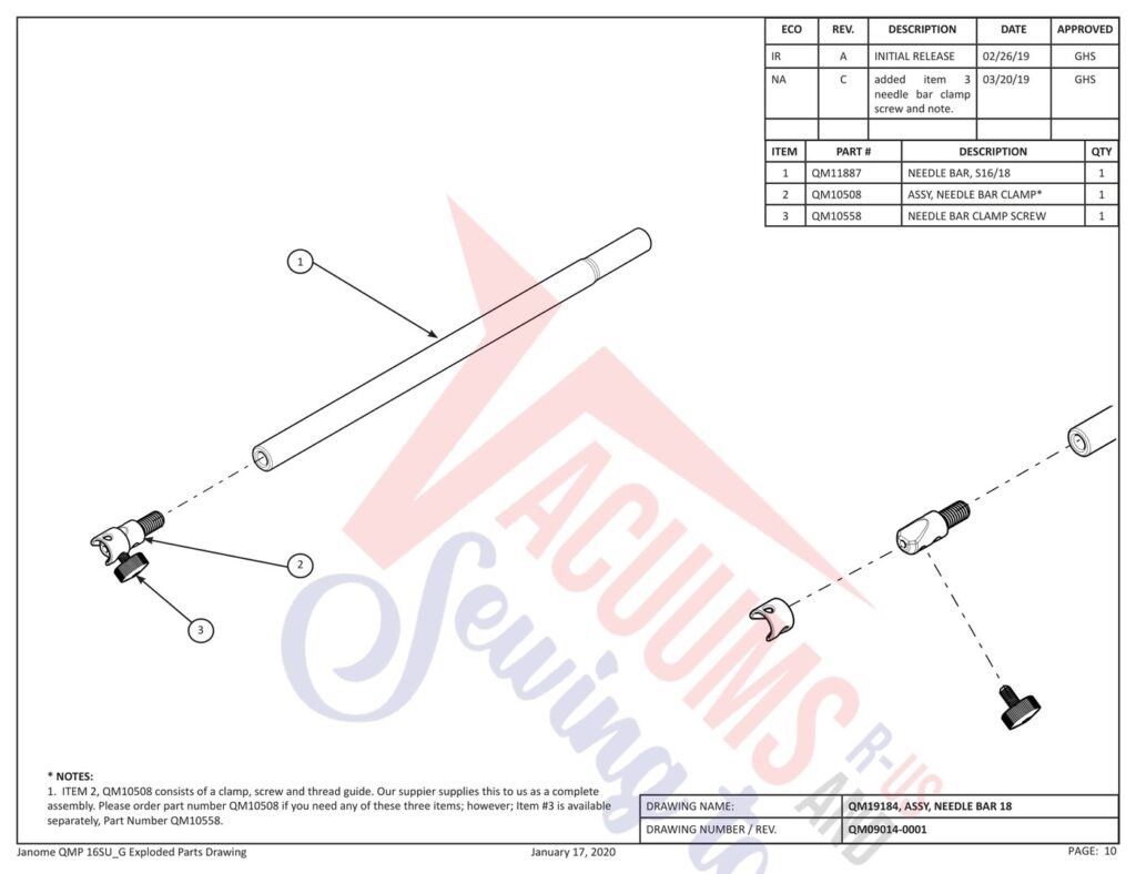 Janome QMPRO16 exploded schematic diagram (page 2)