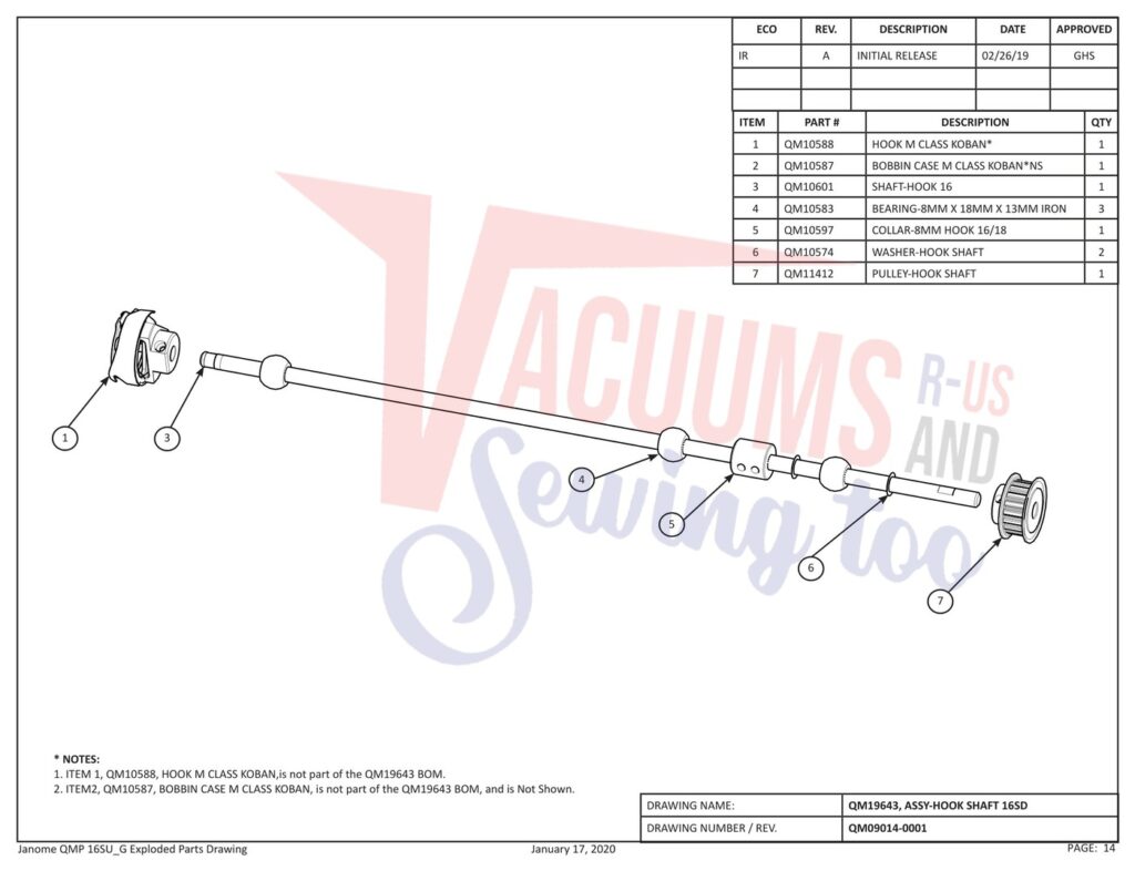 Janome QMPRO16 exploded schematic diagram (page 6)