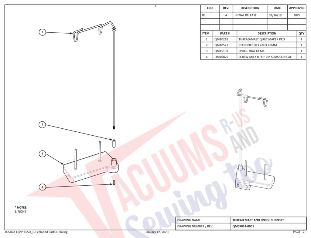 Janome QMPRO16 exploded schematic diagram (page 12)