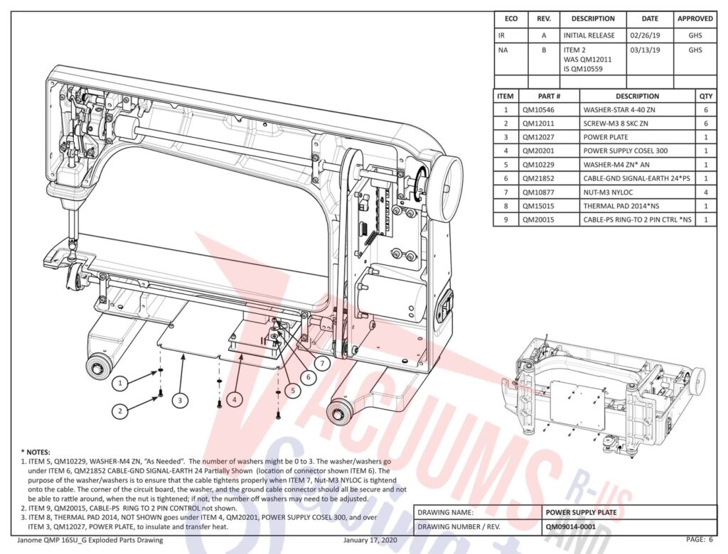 Janome QMPRO16 exploded schematic diagram (page 17)