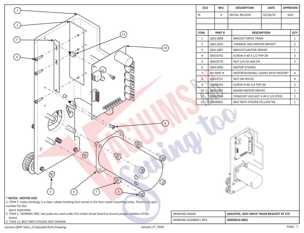Janome QMPRO16 exploded schematic diagram (page 18)