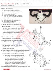 quiltmaster pro 16 rear handle bar