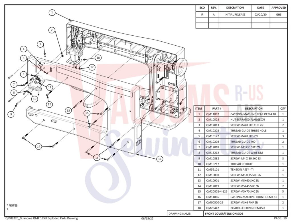 Janome QMPRO18 exploded schematic diagram (page 2)