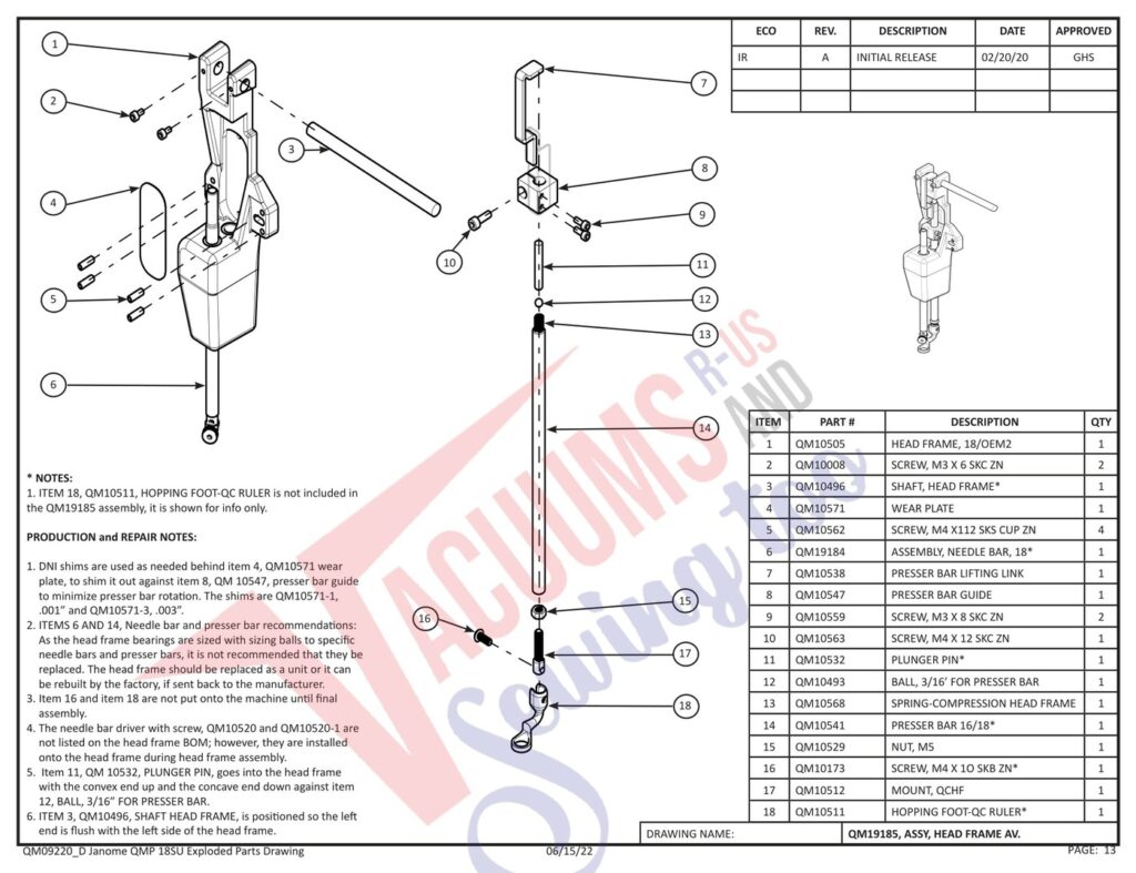 Janome QMPRO18 exploded schematic diagram (page 5)