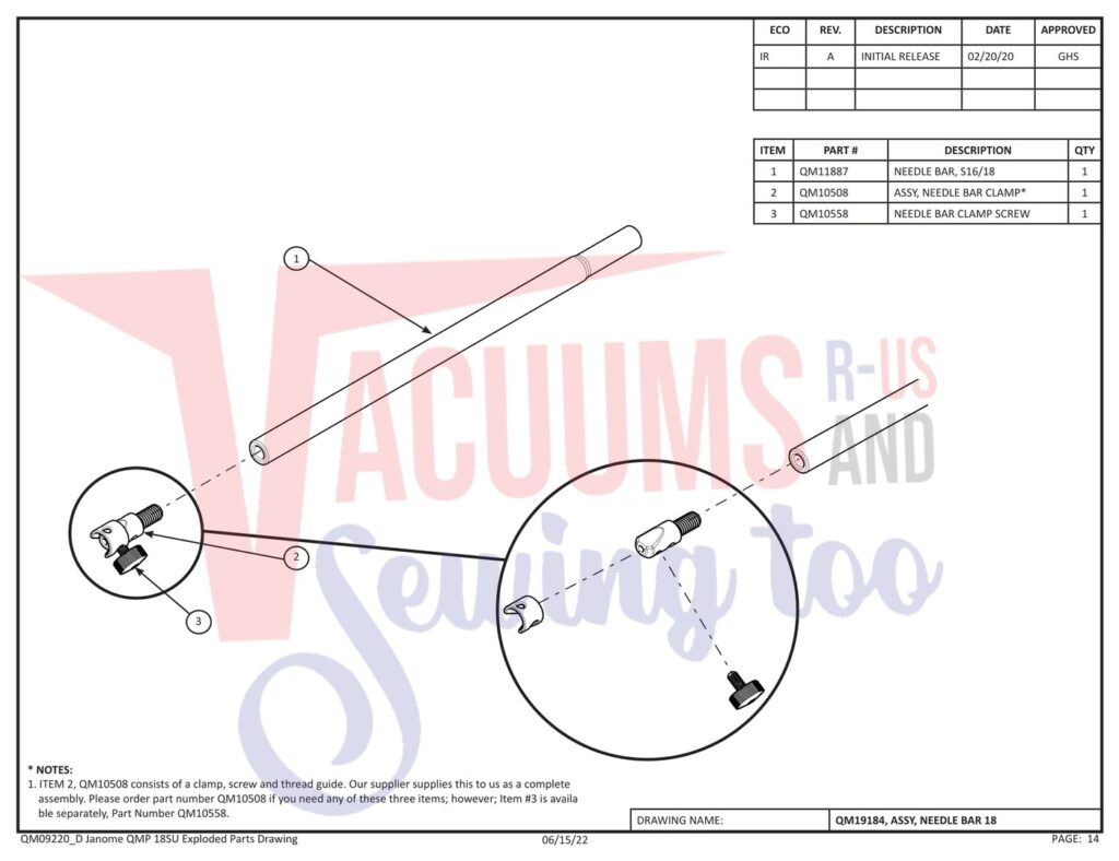 Janome QMPRO18 exploded schematic diagram (page 6)