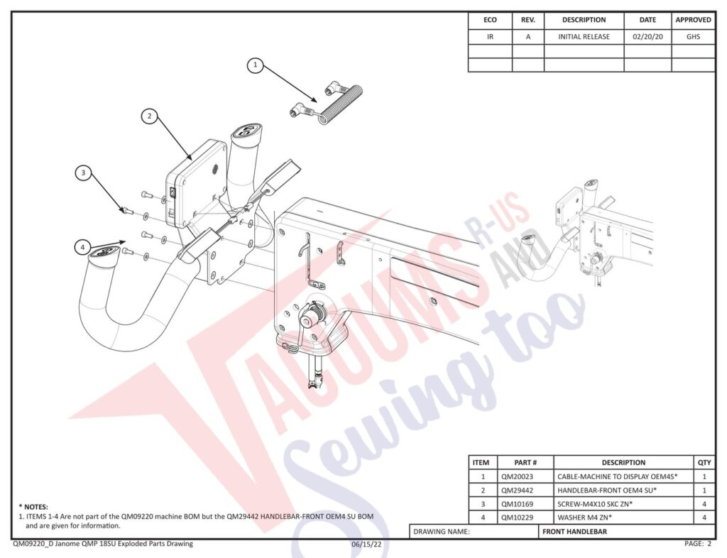 Janome QMPRO18 exploded schematic diagram (page 12)