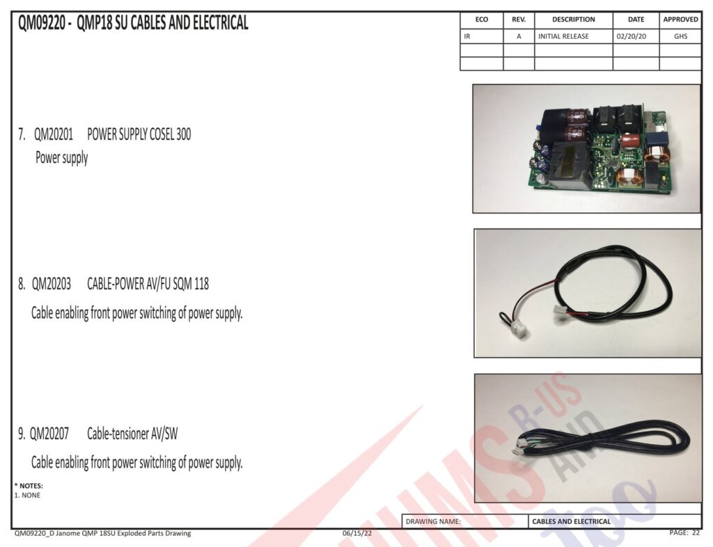 Janome QMPRO18 exploded schematic diagram (page 15)