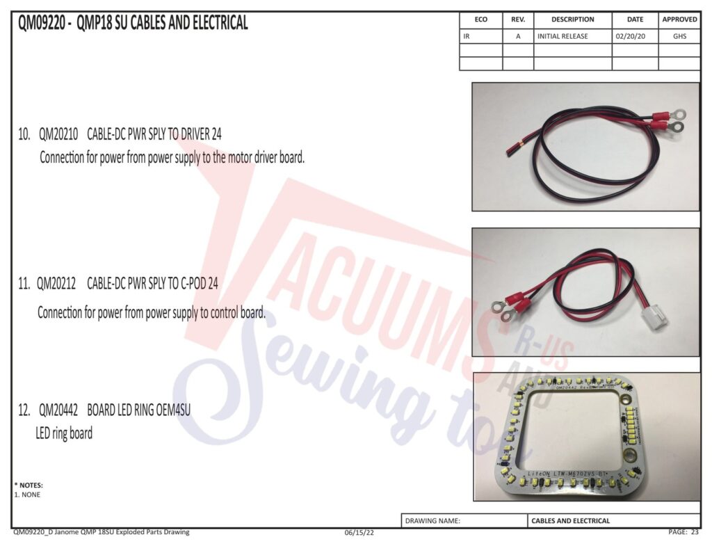 Janome QMPRO18 exploded schematic diagram (page 16)