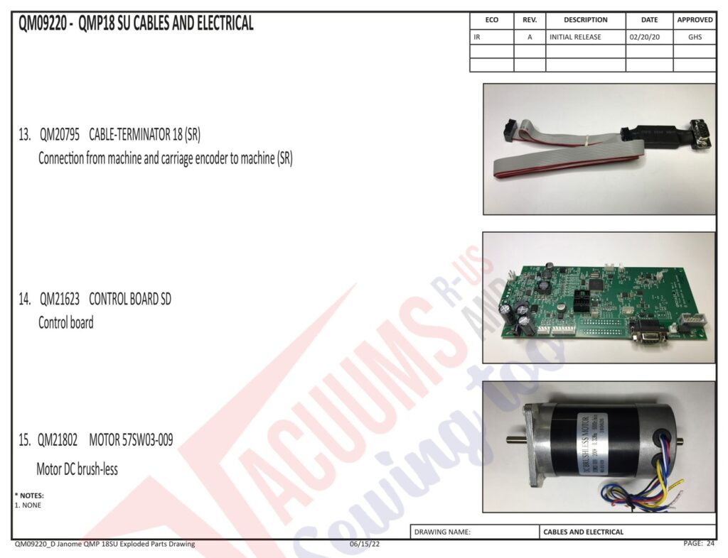 Janome QMPRO18 exploded schematic diagram (page 17)