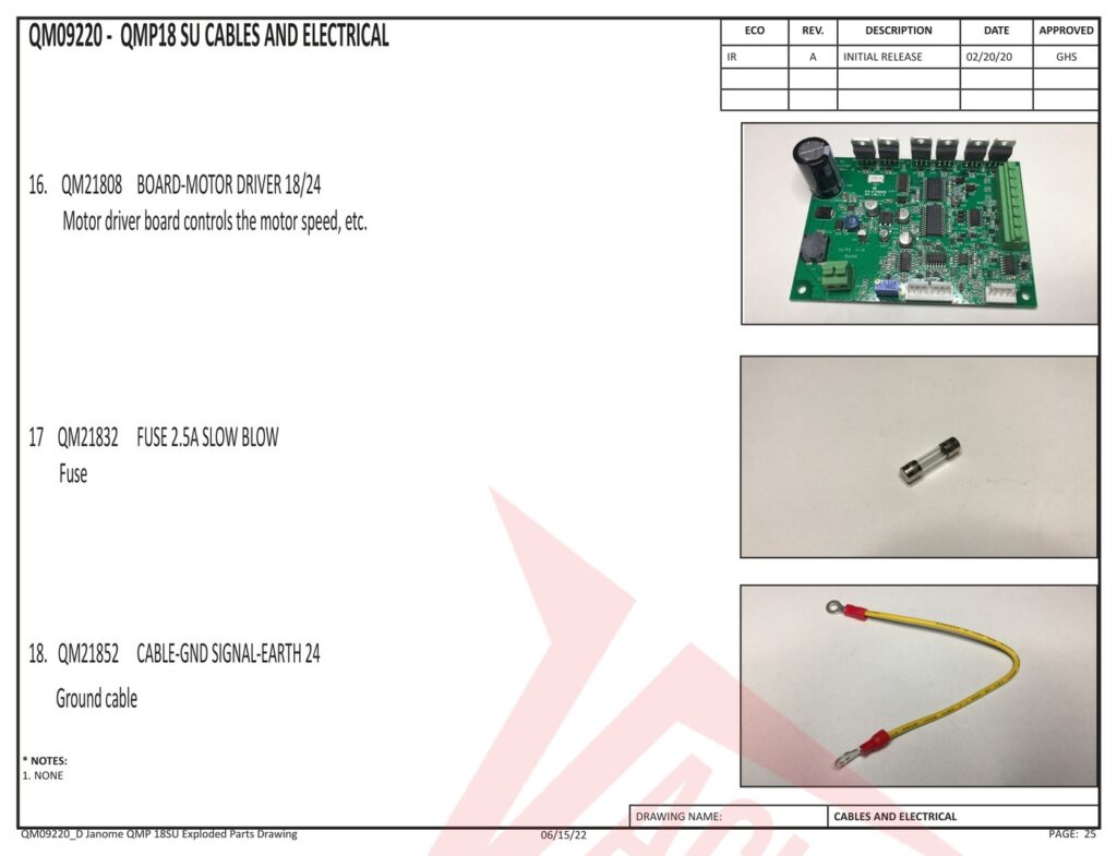 Janome QMPRO18 exploded schematic diagram (page 18)