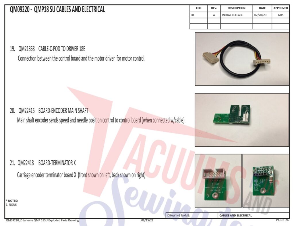 Janome QMPRO18 exploded schematic diagram (page 19)