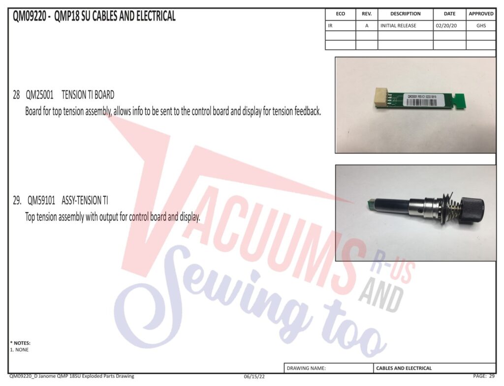 Janome QMPRO18 exploded schematic diagram (page 22)