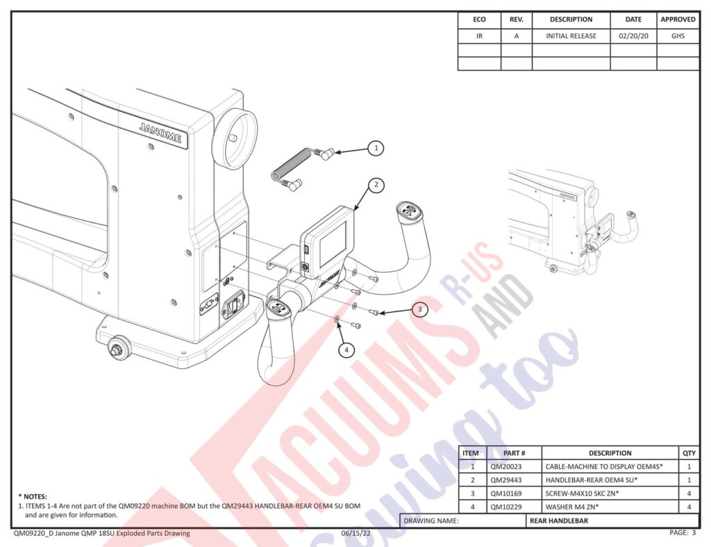 Janome QMPRO18 exploded schematic diagram (page 23)