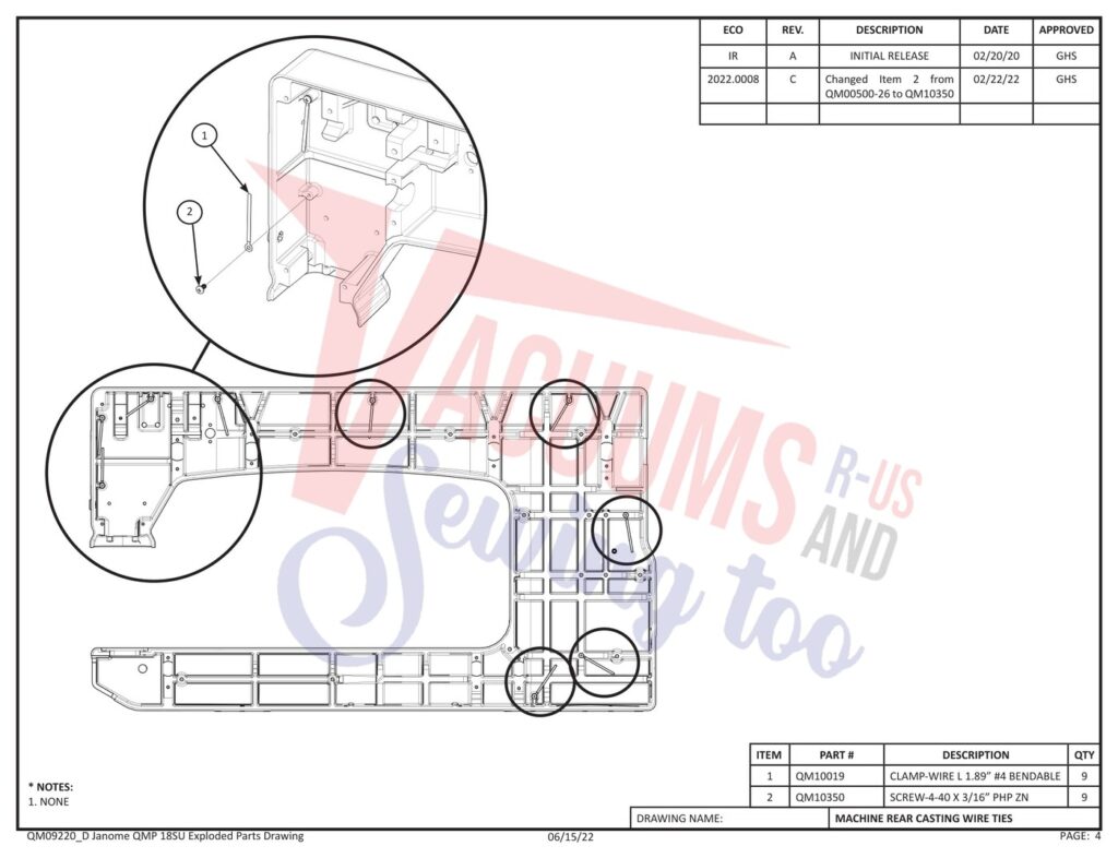 Janome QMPRO18 exploded schematic diagram (page 24)
