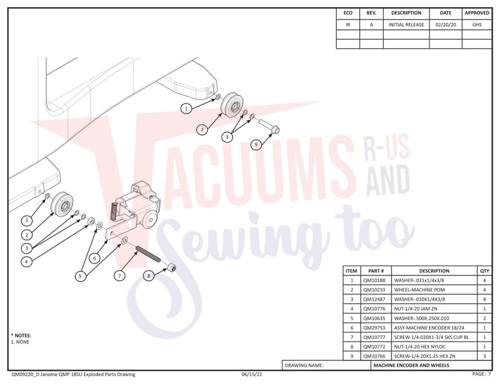 Janome QMPRO18 exploded schematic diagram (page 27)