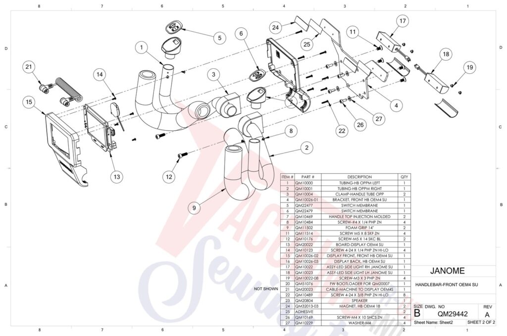 Janome QMPRO18 exploded schematic diagram (page 1)