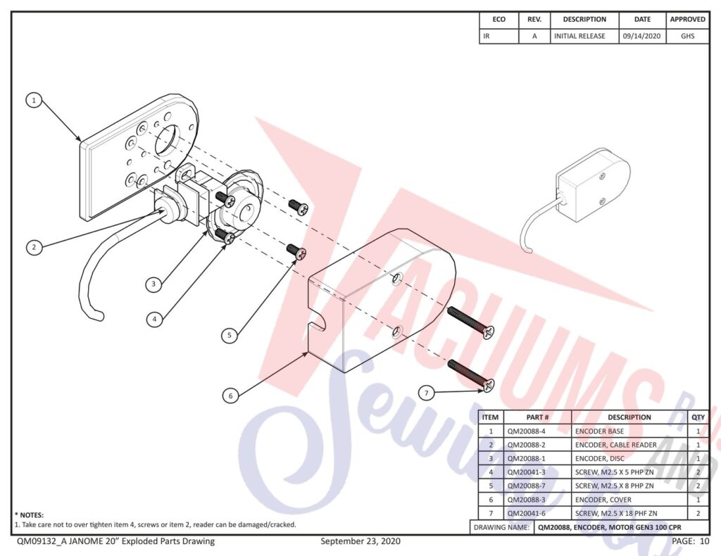 Janome qmpro20 exploded schematic diagram (page 2)