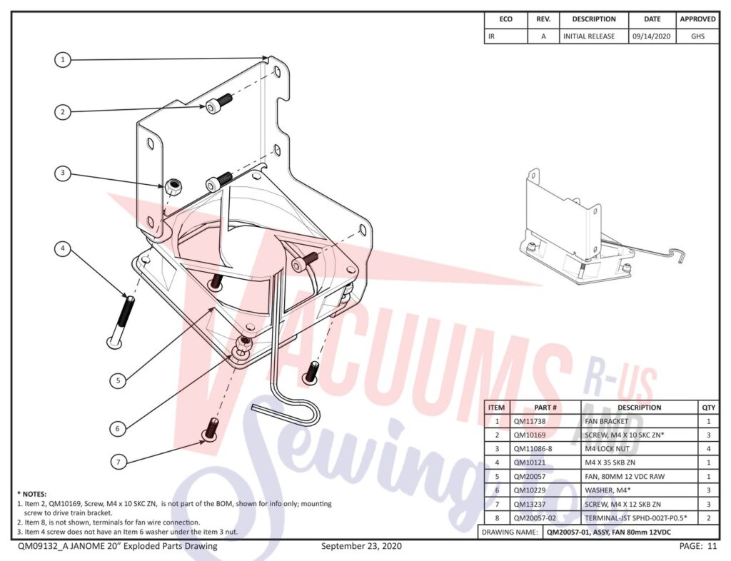 Janome qmpro20 exploded schematic diagram (page 3)