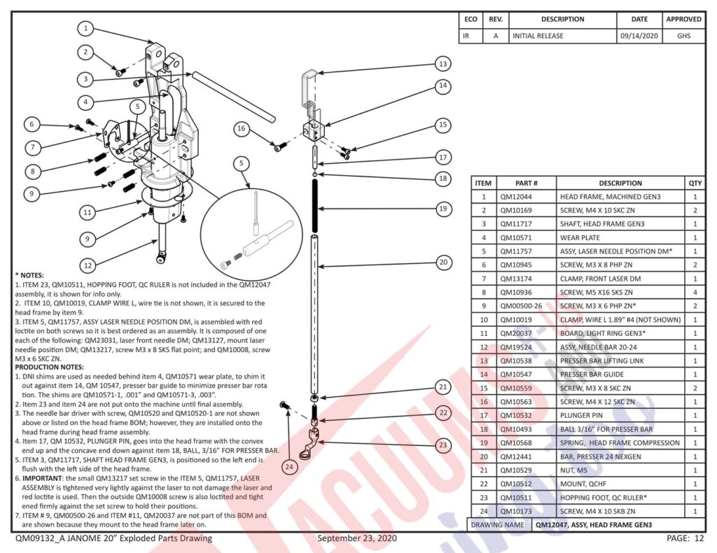 Janome qmpro20 exploded schematic diagram (page 4)