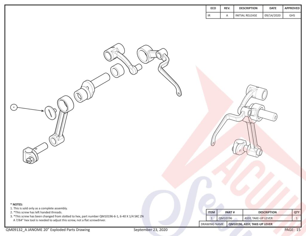 Janome qmpro20 exploded schematic diagram (page 7)