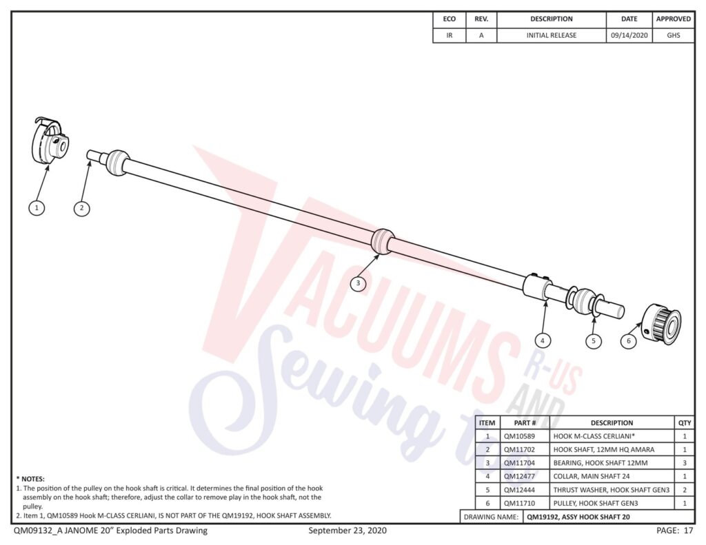 Janome qmpro20 exploded schematic diagram (page 9)