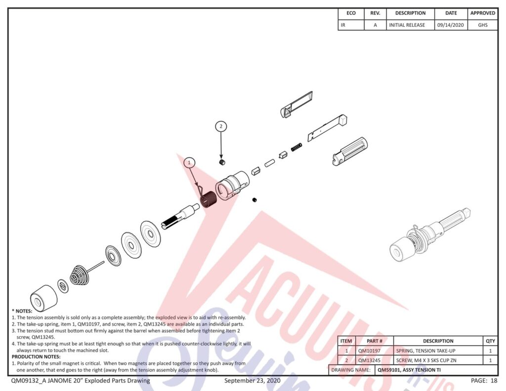 Janome qmpro20 exploded schematic diagram (page 10)