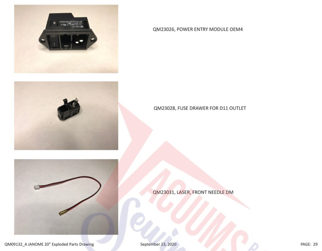 Janome qmpro20 exploded schematic diagram (page 22)