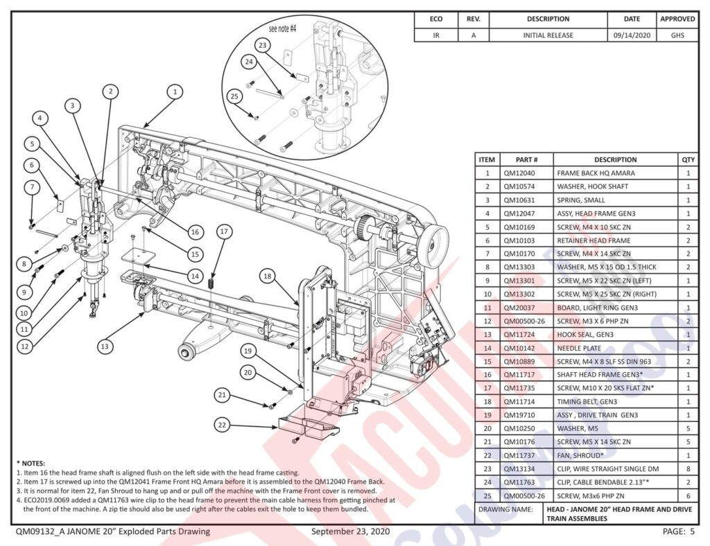 Janome qmpro20 exploded schematic diagram (page 27)