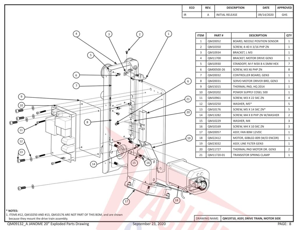 Janome qmpro20 exploded schematic diagram (page 30)