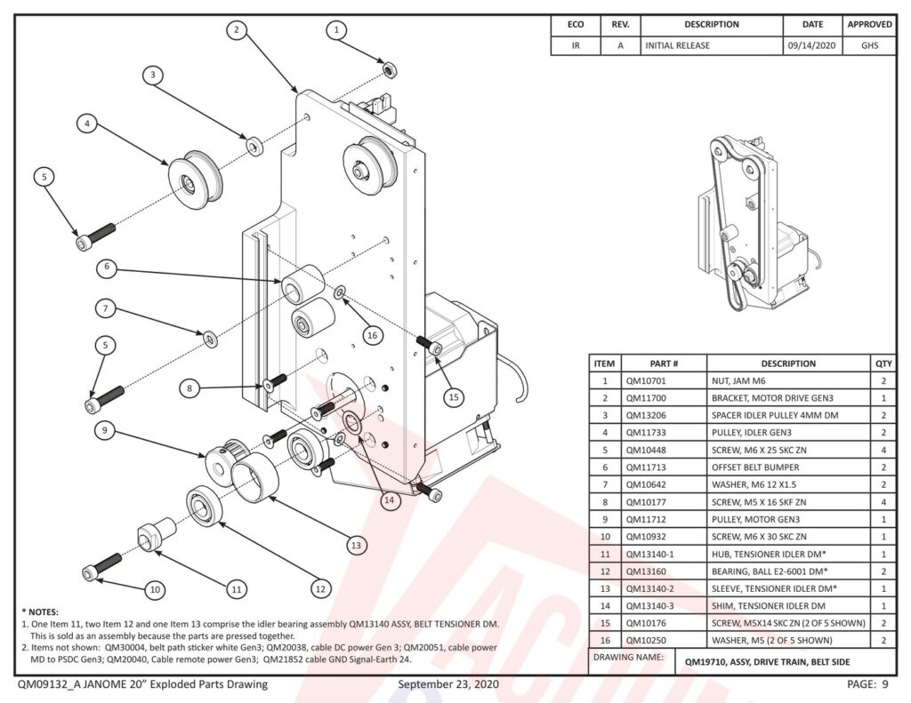 Janome qmpro20 exploded schematic diagram (page 31)
