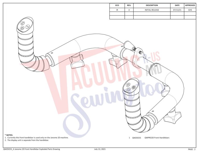 Janome QMPRO20 Front HB schematic page 1 preview
