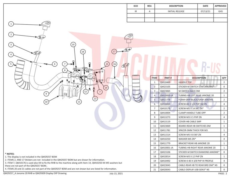 Janome QMPRO20 Rear HB schematic page 2 preview