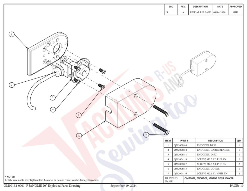 Janome QMPRO20 v2.1 exploded schematic diagram (page 2)