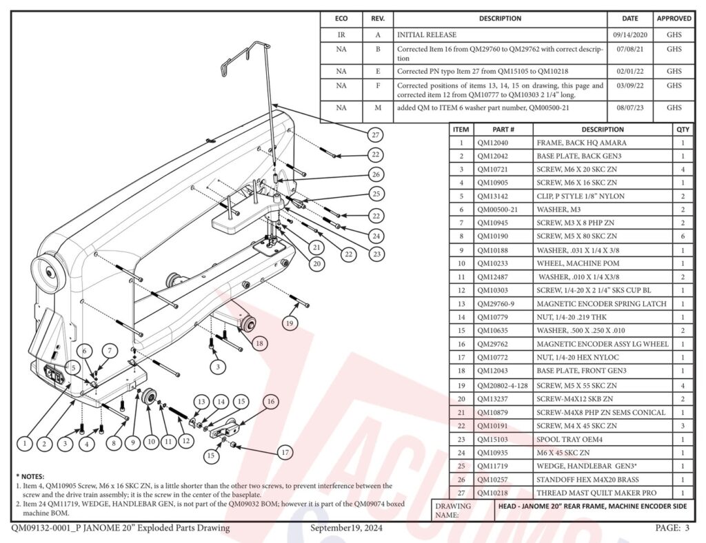 Janome QMPRO20 v2.1 exploded schematic diagram (page 23)