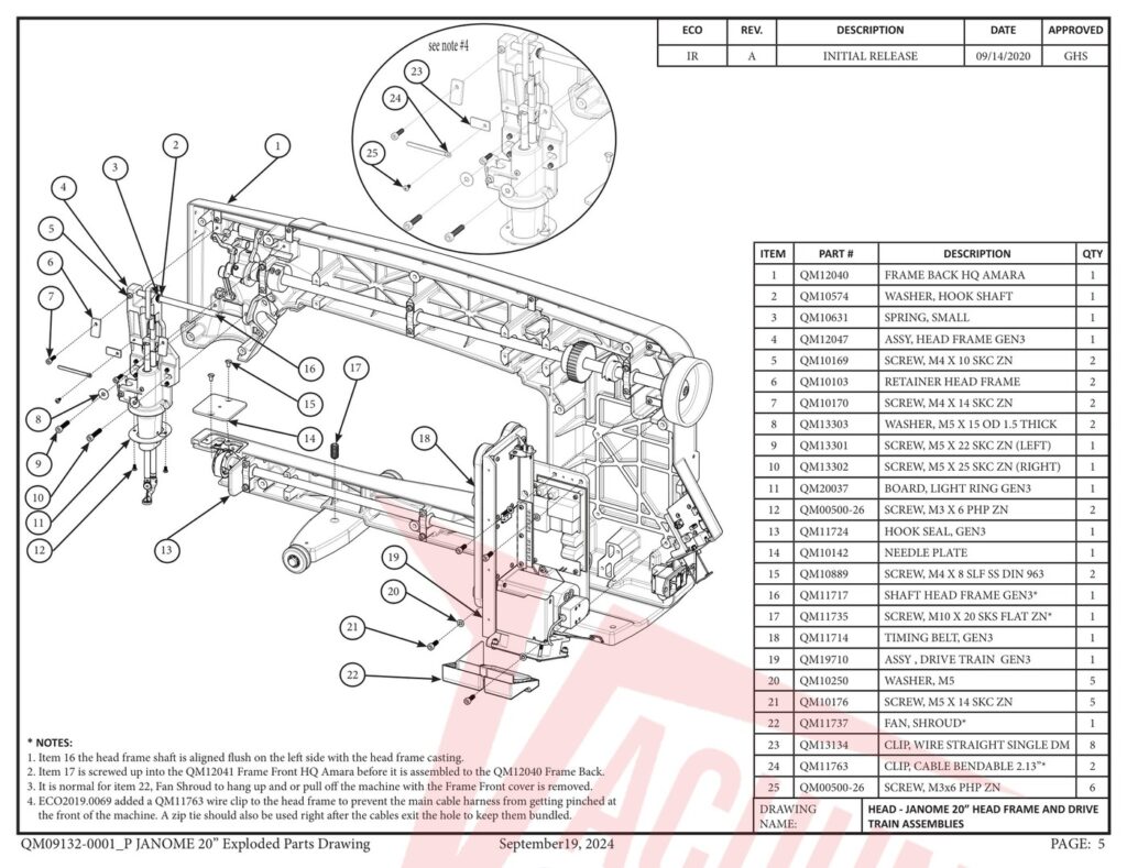 Janome QMPRO20 v2.1 exploded schematic diagram (page 27)