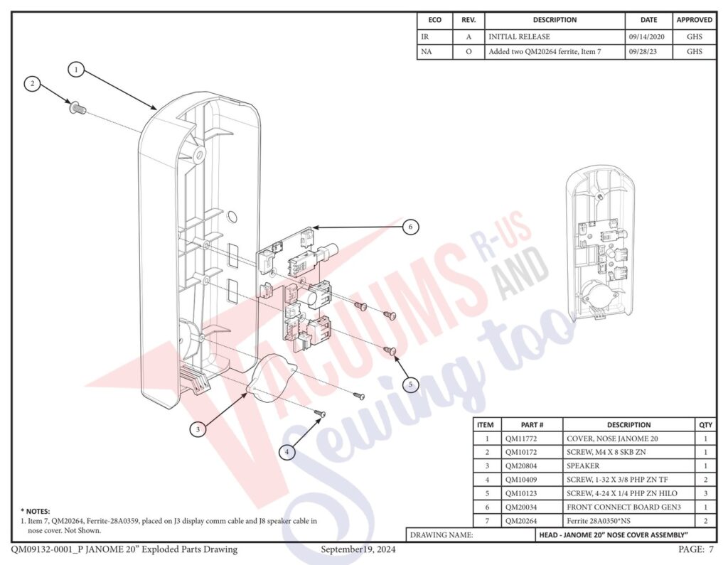 Janome QMPRO20 v2.1 exploded schematic diagram (page 29)