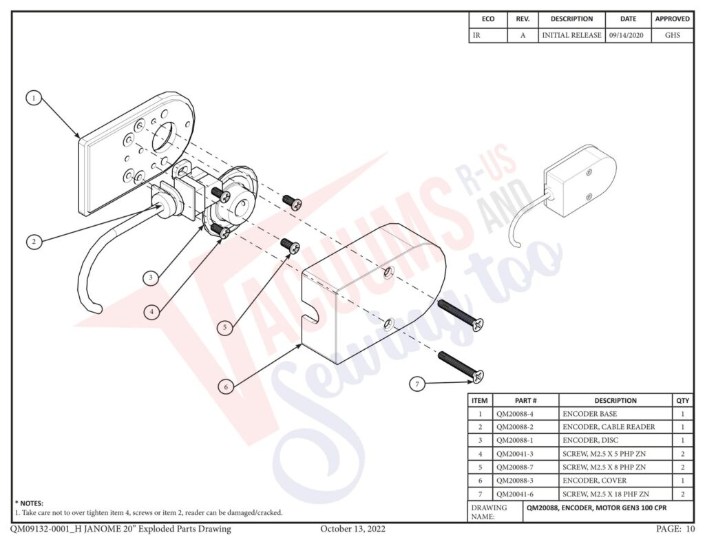 Janome qmpro20 v2 exploded schematic diagram (page 2)