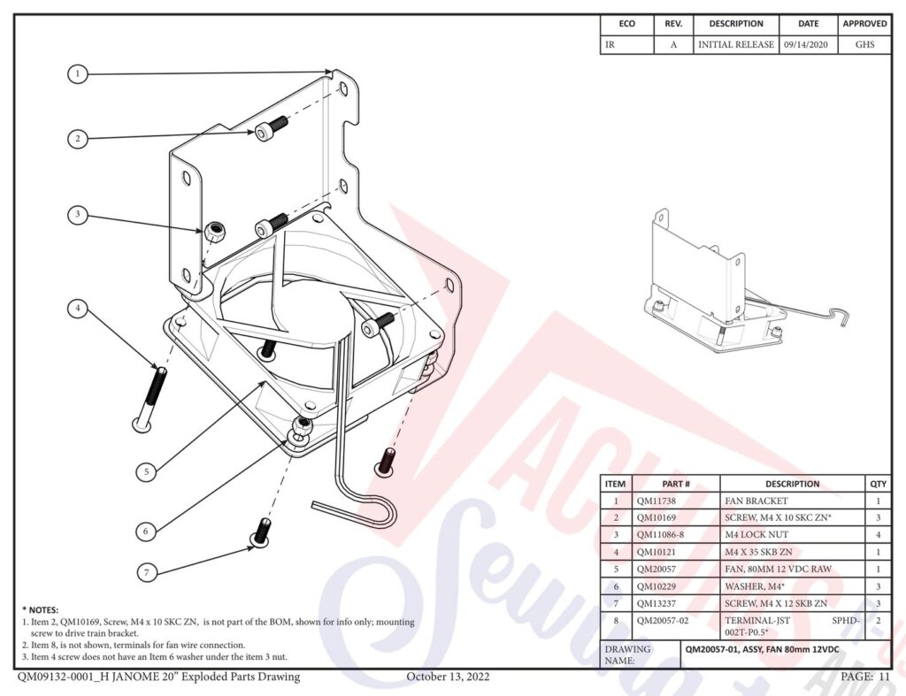 Janome qmpro20 v2 exploded schematic diagram (page 3)