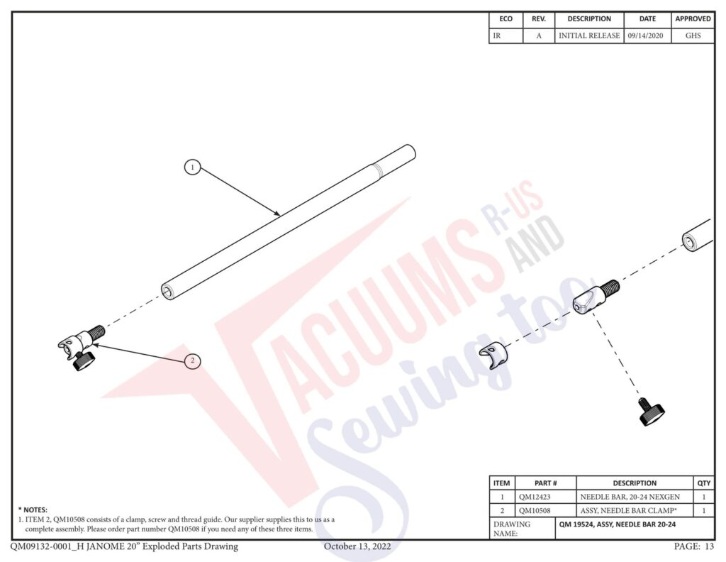 Janome qmpro20 v2 exploded schematic diagram (page 5)